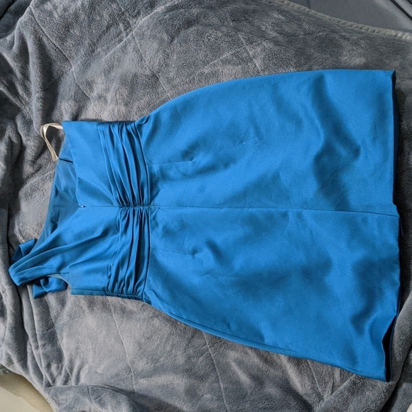 Sexy David's Bridal Cerulean Blue Cocktail Dress Hemmed short size 8 beautiful - Picture 3 of 5